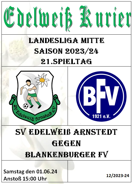 Programmheft 21.Spieltag - Blankenburger FV